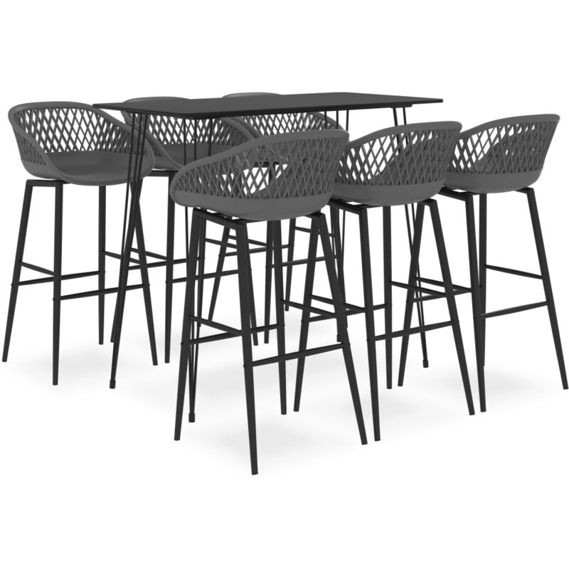 

Mesa alta y taburetes de bar 7 piezas negro y gris - Negro - Vidaxl