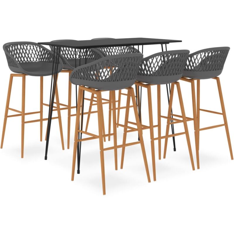 

Mesa alta y taburetes de bar 7 piezas negro y gris - Negro - Vidaxl