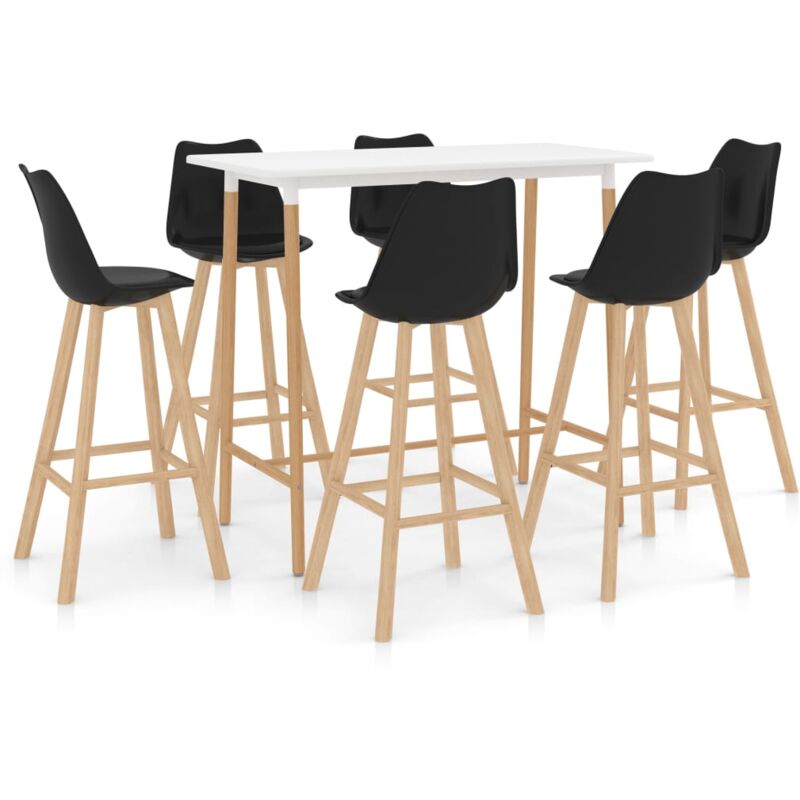 

Mesa Alta y Taburetes de Bar 7 Piezas Modeo 1 Negro - Negro - Vidaxl