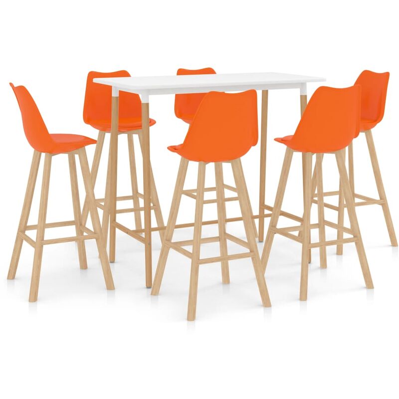 

Mesa Alta y Taburetes de Bar 7 Piezas Modeo 1 Naranja - Naranja - Vidaxl