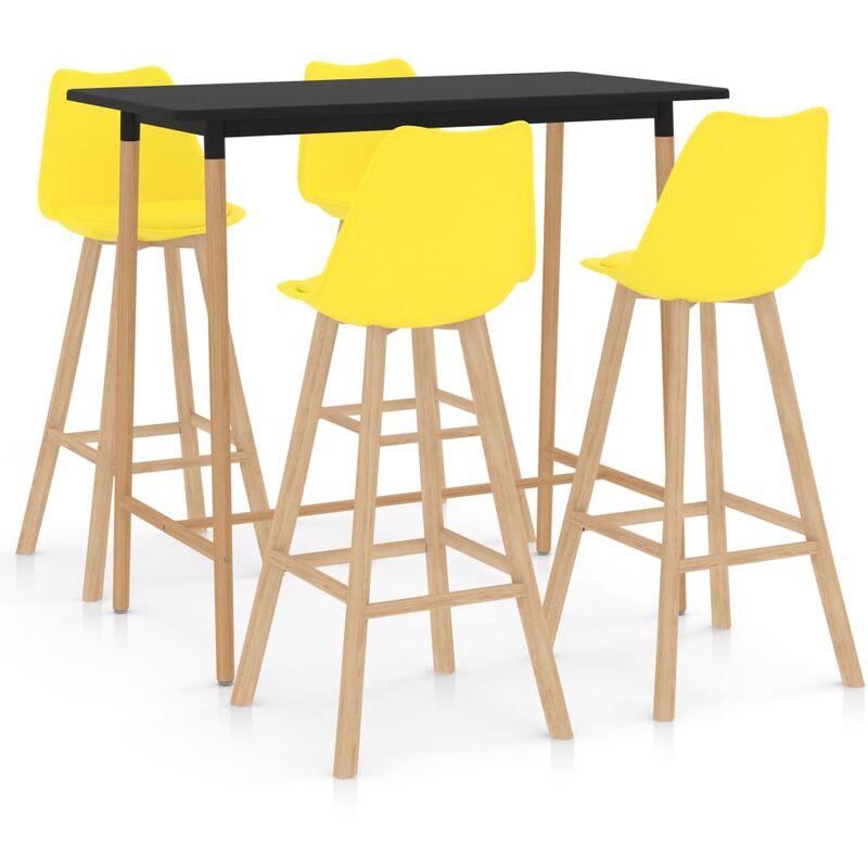 

vidaXL Mesa Alta y Taburetes de Bar 5 Piezas Modeo 2 Amarillo - Amarillo