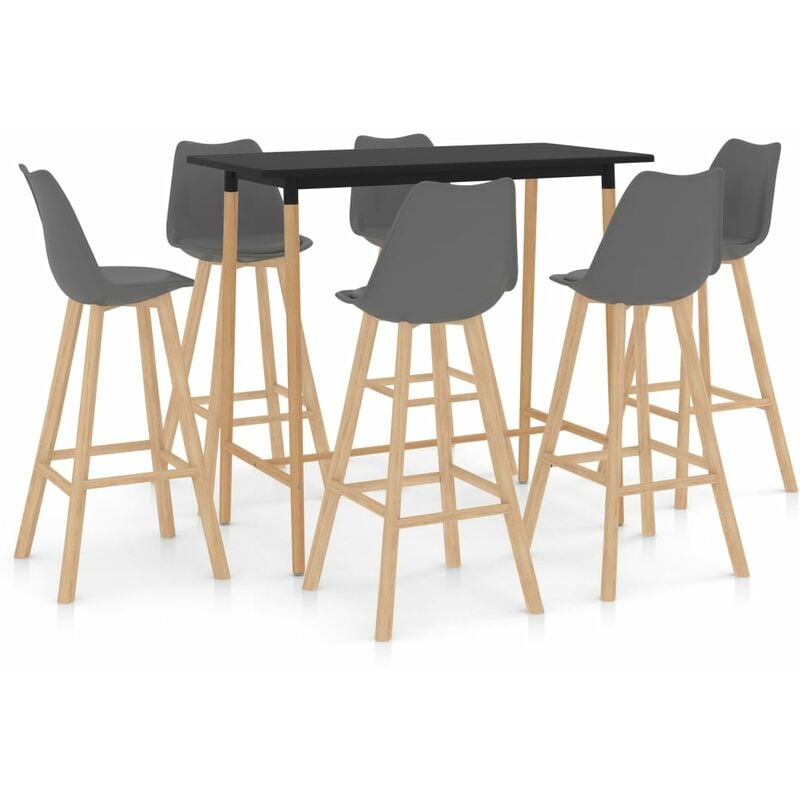 

Mesa Alta y Taburetes de Bar 7 Piezas Modeo 2 Gris - Gris - Vidaxl