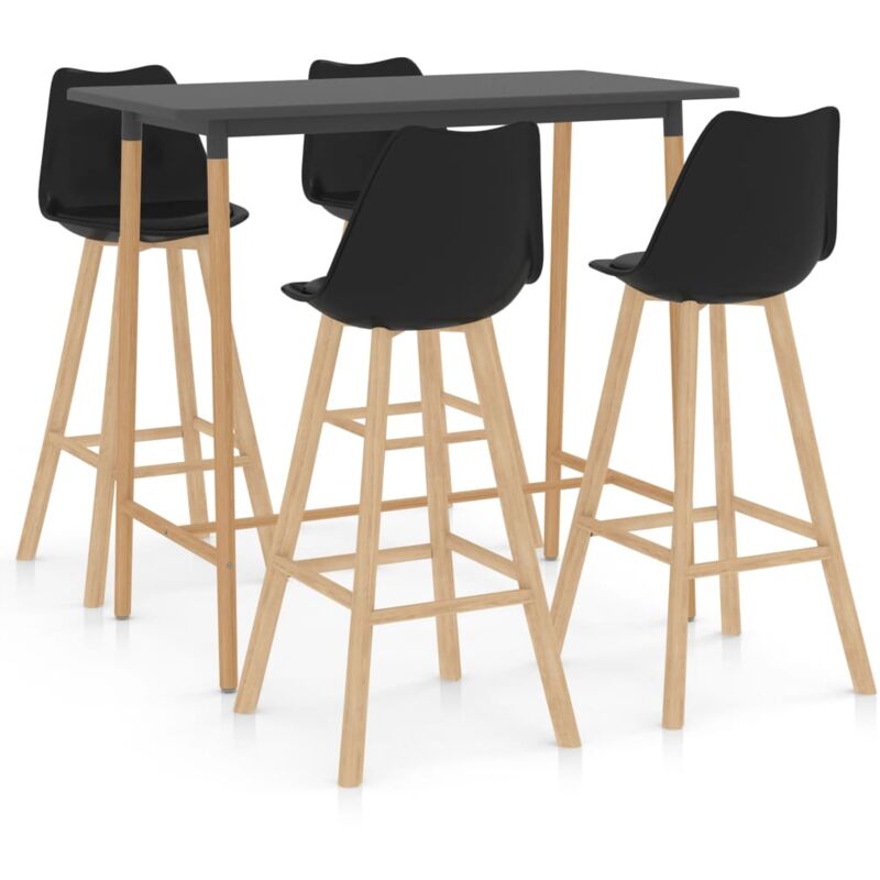 

Mesa Alta y Taburetes de Bar 5 Piezas Modeo 3 Negro - Negro - Vidaxl