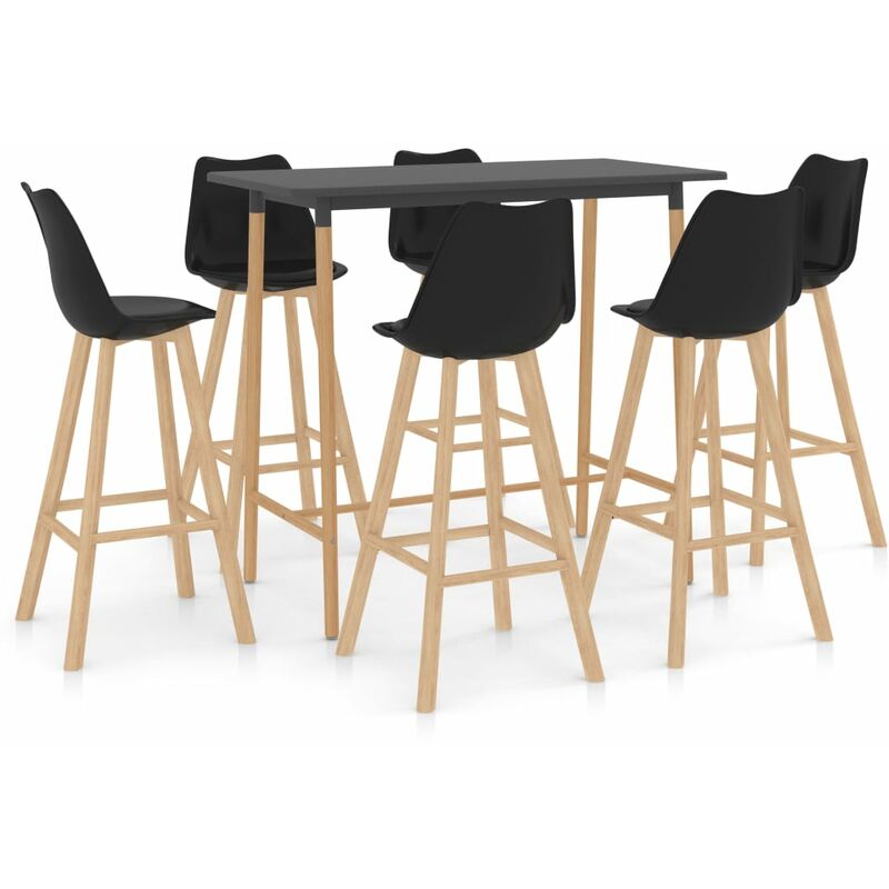 

Mesa Alta y Taburetes de Bar 7 Piezas Modeo 3 Negro - Negro - Vidaxl