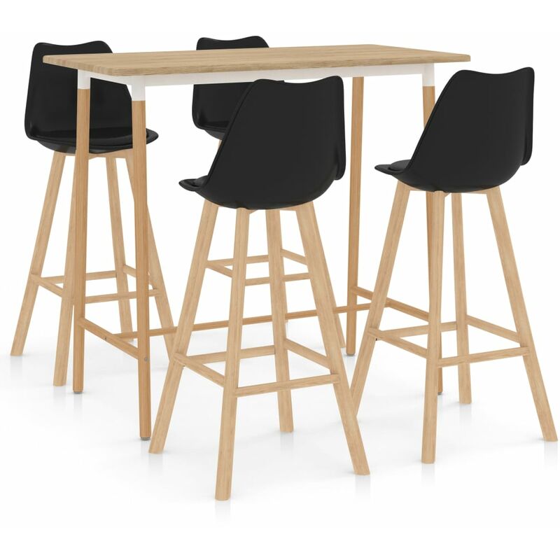 

Mesa Alta y Taburetes de Bar 5 Piezas Modeo 4 Negro - Negro - Vidaxl
