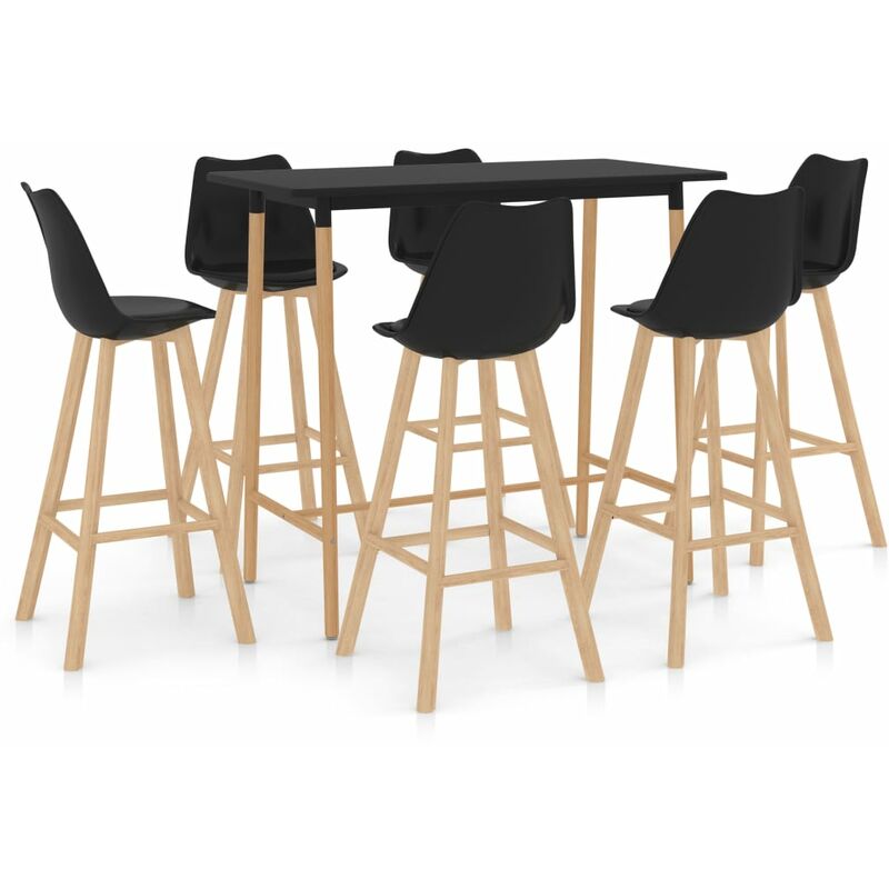 

Mesa Alta y Taburetes de Bar 7 Piezas Modeo 2 Negro - Negro - Vidaxl
