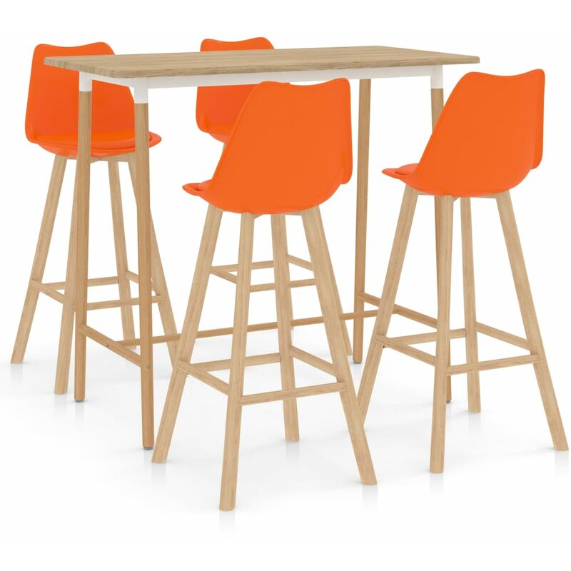

Mesa Alta y Taburetes de Bar 5 Piezas Modeo 4 Naranja - Naranja - Vidaxl