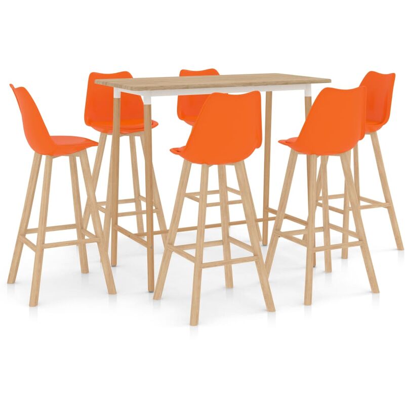 

Mesa Alta y Taburetes de Bar 7 Piezas Modeo 4 Naranja - Naranja - Vidaxl