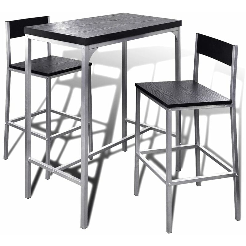 

Mesa alta y taburetes de barra de cocina - Negro - Vidaxl