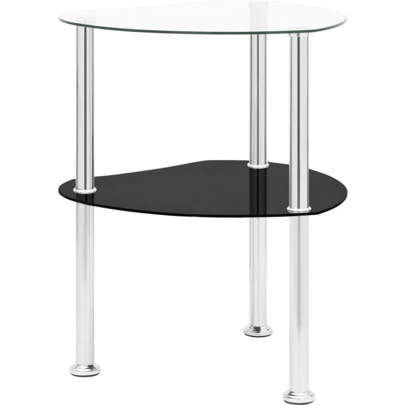 

vidaXL Mesa Auxiliar 2 Niveles Vidrio Transparente y Negro Modulo 1 - Transparente