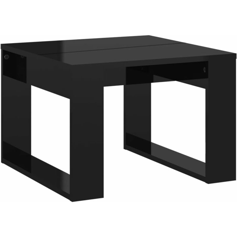 

vidaXL Mesa auxiliar de aglomerado 50x50x35 cm negro brillante - Negro