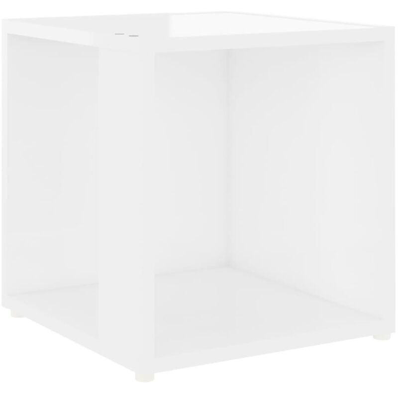

vidaXL Mesa auxiliar de aglomerado blanco brillante 33x33x34,5 cm - Blanco