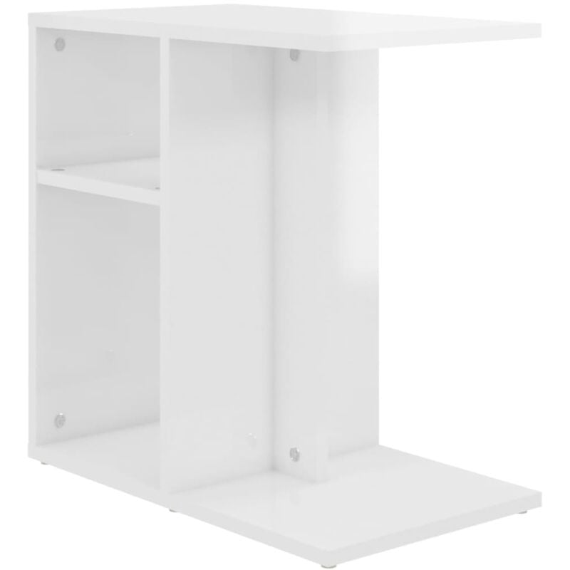 

vidaXL Mesa auxiliar de aglomerado 50x30x50 cm blanco brillante - Blanco