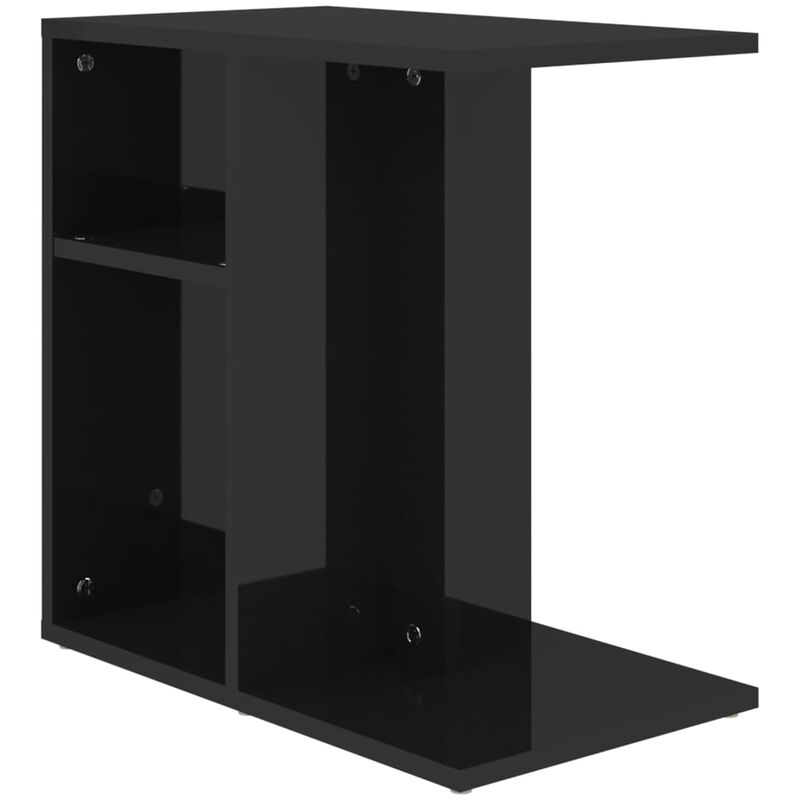 

vidaXL Mesa auxiliar de aglomerado 50x30x50 cm negro brillante - Negro