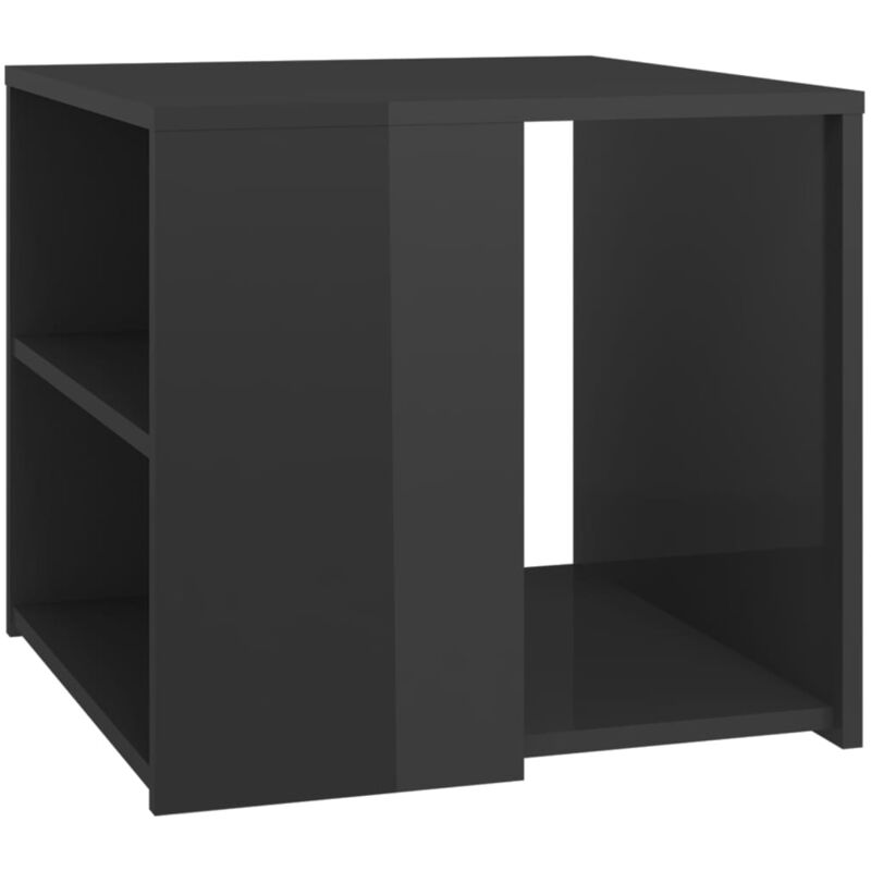

vidaXL Mesa auxiliar de aglomerado 50x50x45 cm gris brillante - Gris