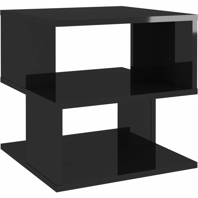 

vidaXL Mesa auxiliar de aglomerado 40x40x40 cm negro brillante - Negro