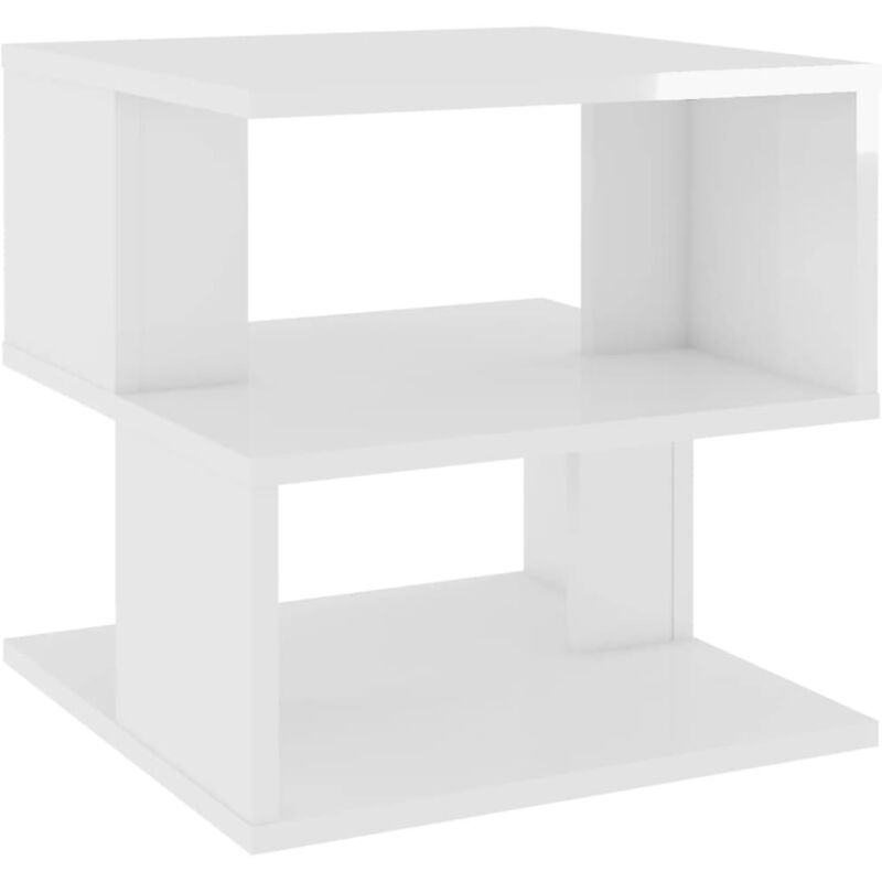 

vidaXL Mesa auxiliar de aglomerado 40x40x40 cm blanco brillante - Blanco