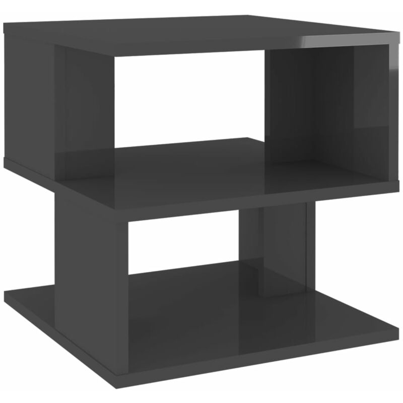 

vidaXL Mesa auxiliar de aglomerado 40x40x40 cm gris brillante - Gris