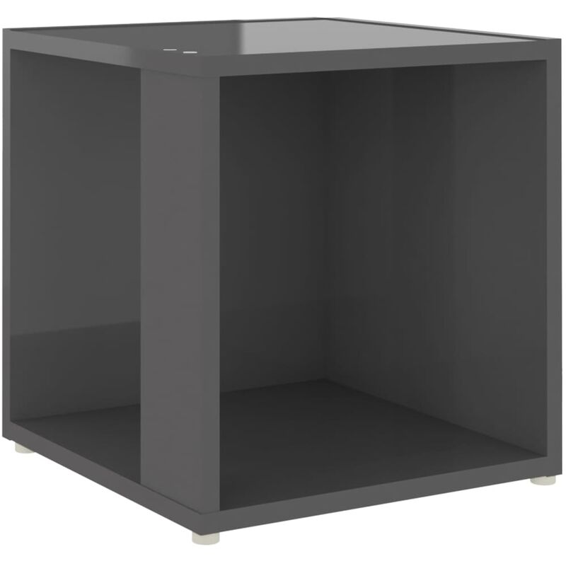 

vidaXL Mesa auxiliar de aglomerado gris brillante 33x33x34,5 cm - Gris