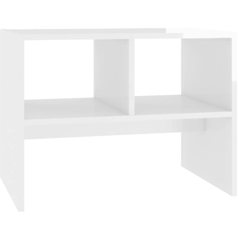 

vidaXL Mesa auxiliar de aglomerado 60x40x45 cm blanco brillante - Blanco