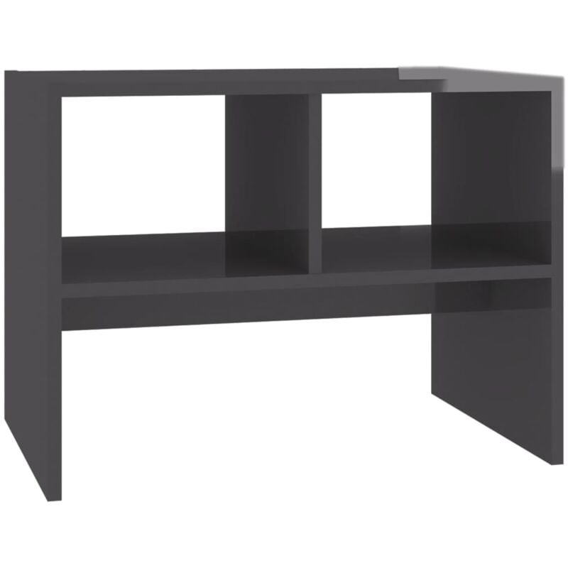 

vidaXL Mesa auxiliar de aglomerado 60x40x45 cm gris brillante - Gris