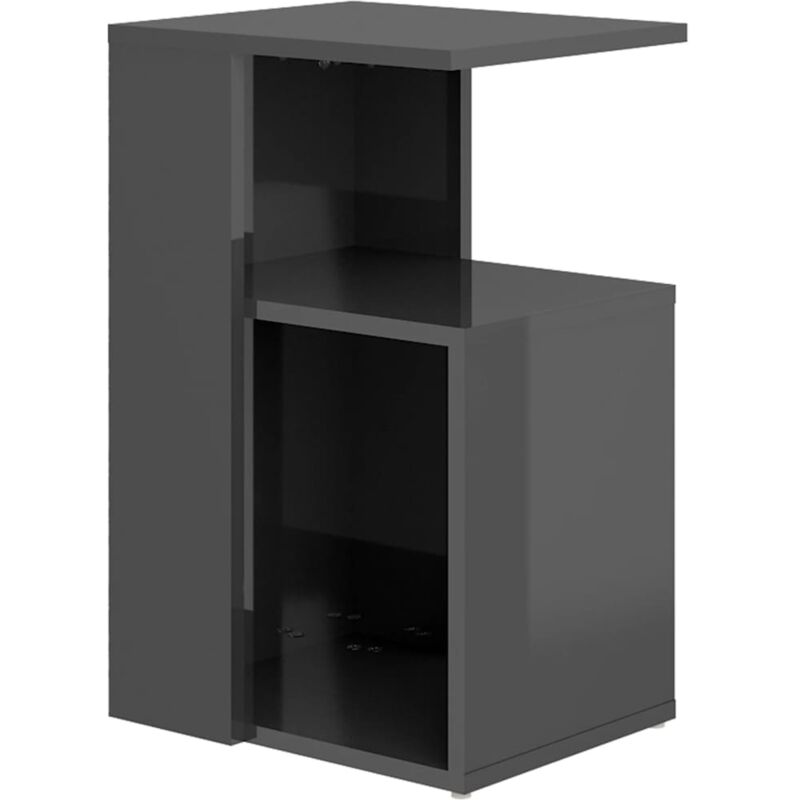 

vidaXL Mesa auxiliar de aglomerado 36x30x56 cm gris brillante - Gris