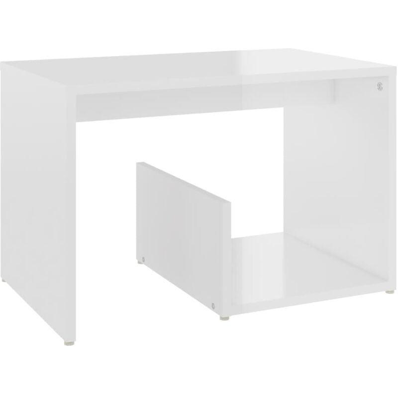 

vidaXL Mesa auxiliar de aglomerado 59x36x38 cm blanco brillante - Blanco