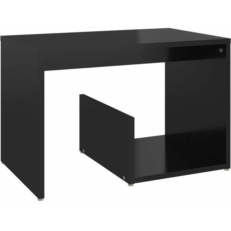 

vidaXL Mesa auxiliar de aglomerado 59x36x38 cm negro brillante - Negro