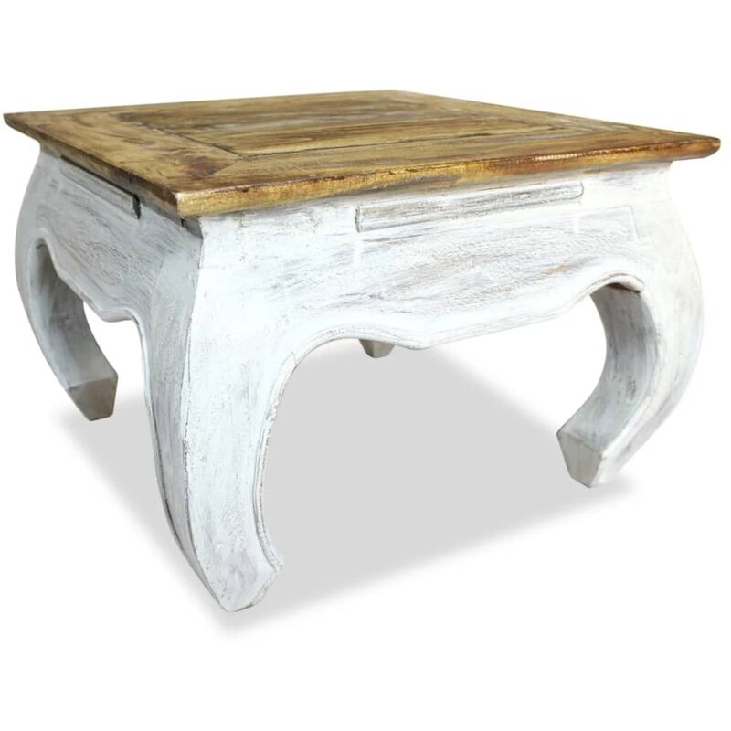 

vidaXL Mesa auxiliar de madera maciza reciclada 50x50x35 cm - Marrón
