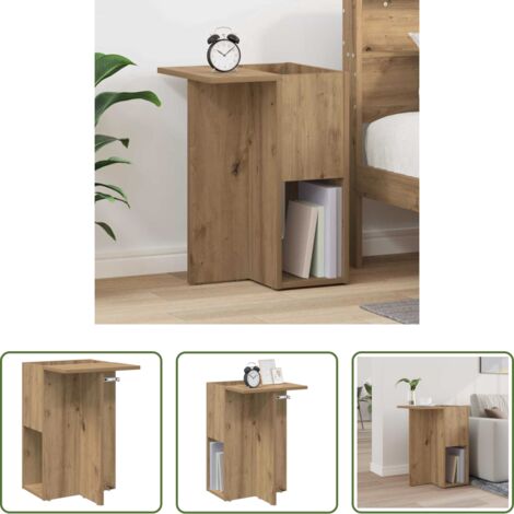 vidaXL Mesa auxiliar -  Mesa Auxiliar Roble artesanal 35 x 40 x 55 cm