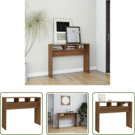 vidaXL Mesa auxiliar -  Mesa consola madera contrachapada roble marrón 105x30x80 cm