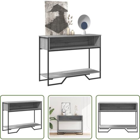 vidaXL Mesa auxiliar -  Mesa consola madera de ingeniería gris Sonoma 100x35x74,5 cm