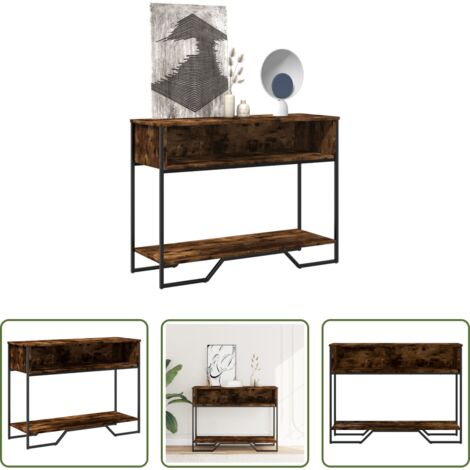 vidaXL Mesa auxiliar -  Mesa consola madera de ingeniería roble ahumado 100x35x74,5 cm