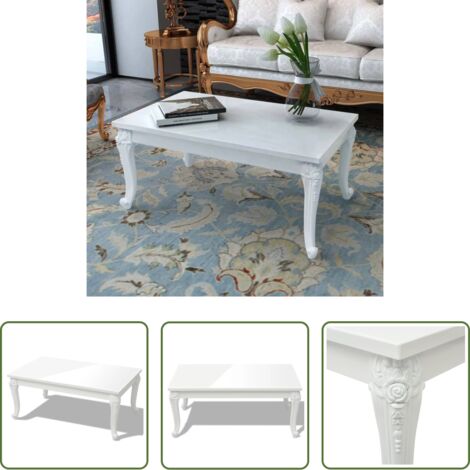 vidaXL Mesa auxiliar -  Mesa de centro blanco brillante 100x60x42 cm