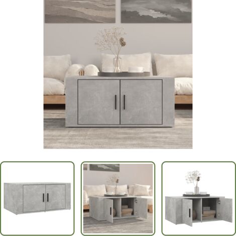 vidaXL Mesa auxiliar -  Mesa de centro madera contrachapada gris hormigón 80x50x36 cm