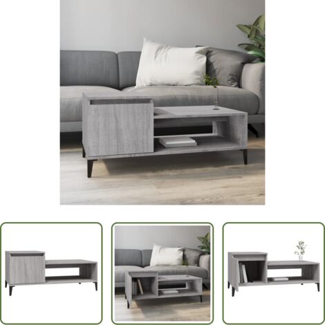 vidaXL Mesa auxiliar -  Mesa de centro madera contrachapada gris Sonoma 100x50x45 cm