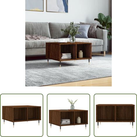 vidaXL Mesa auxiliar -  Mesa de centro madera contrachapada marrón roble 60x50x36,5 cm