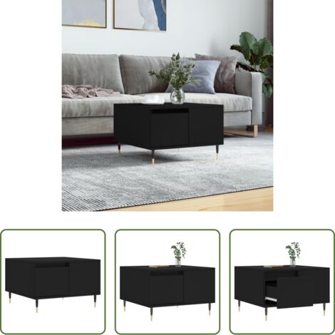 vidaXL Mesa auxiliar -  Mesa de centro madera contrachapada negro 55x55x36,5 cm