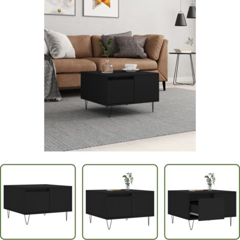 vidaXL Mesa auxiliar -  Mesa de centro madera contrachapada negro 55x55x36,5 cm