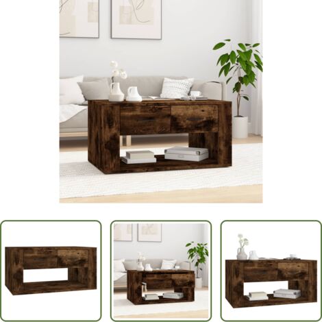 vidaXL Mesa auxiliar -  Mesa de centro madera contrachapada roble ahumado 80x50x40 cm