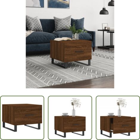 vidaXL Mesa auxiliar -  Mesa de centro madera contrachapada roble marrón 50x50x40 cm