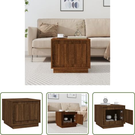 vidaXL Mesa auxiliar -  Mesa de centro madera contrachapada roble marrón 51x50x44 cm