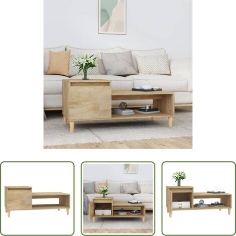 vidaXL Mesa auxiliar -  Mesa de centro madera contrachapada roble Sonoma 100x50x45 cm
