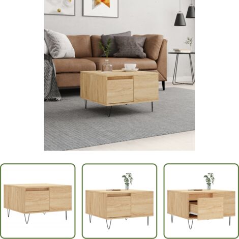 vidaXL Mesa auxiliar -  Mesa de centro madera contrachapada roble Sonoma 55x55x36,5 cm