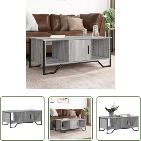 vidaXL Mesa auxiliar -  Mesa de centro madera de ingeniería gris Sonoma 100x51x40 cm