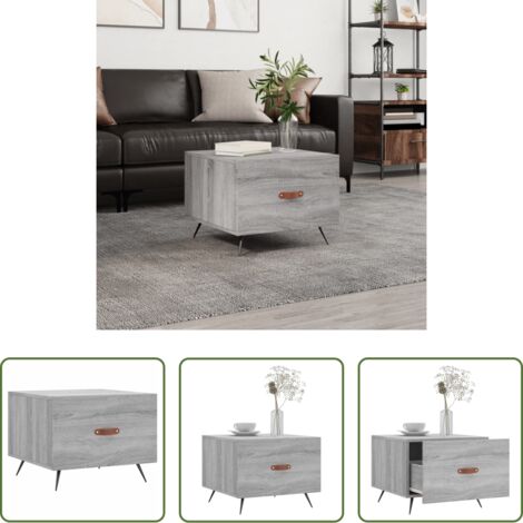 vidaXL Mesa auxiliar -  Mesa de centro madera de ingeniería gris Sonoma 50x50x40 cm