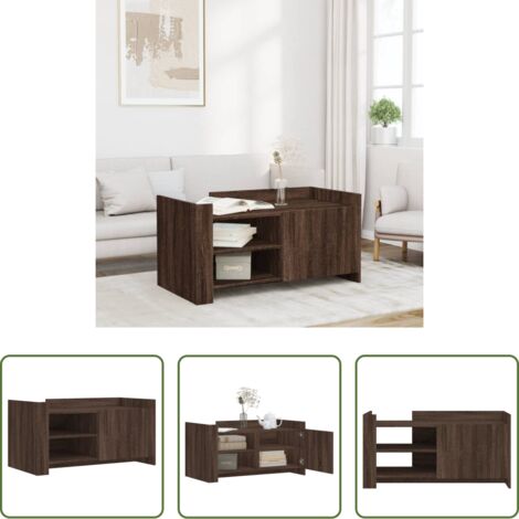 vidaXL Mesa auxiliar -  Mesa de centro madera de ingeniería marrón roble 100x50x50 cm