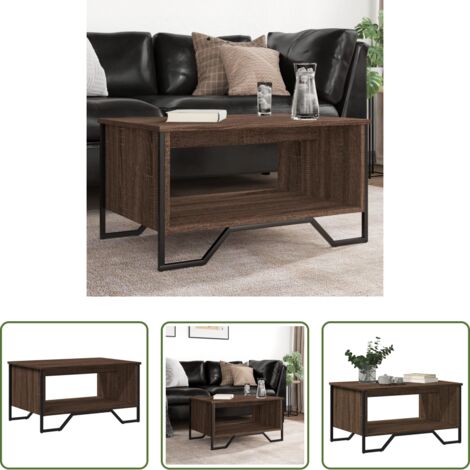 vidaXL Mesa auxiliar -  Mesa de centro madera de ingeniería marrón roble 75x51x40 cm