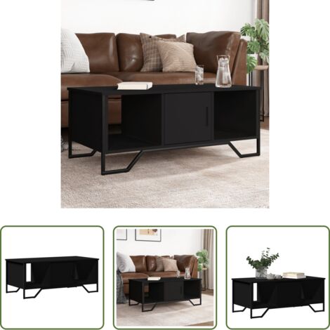 vidaXL Mesa auxiliar -  Mesa de centro madera de ingeniería negro 100x51x40 cm