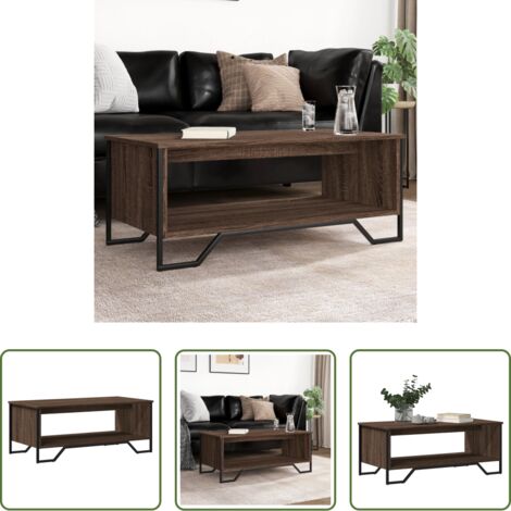 vidaXL Mesa auxiliar -  Mesa de centro madera de ingeniería roble marrón 100x51x40 cm